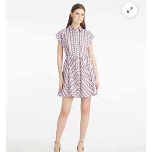 Draper James Phoebe Mini Shirtdress in Dotted Striped Jacquard